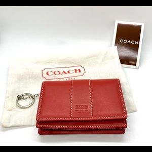 Coach red leather zip wallet